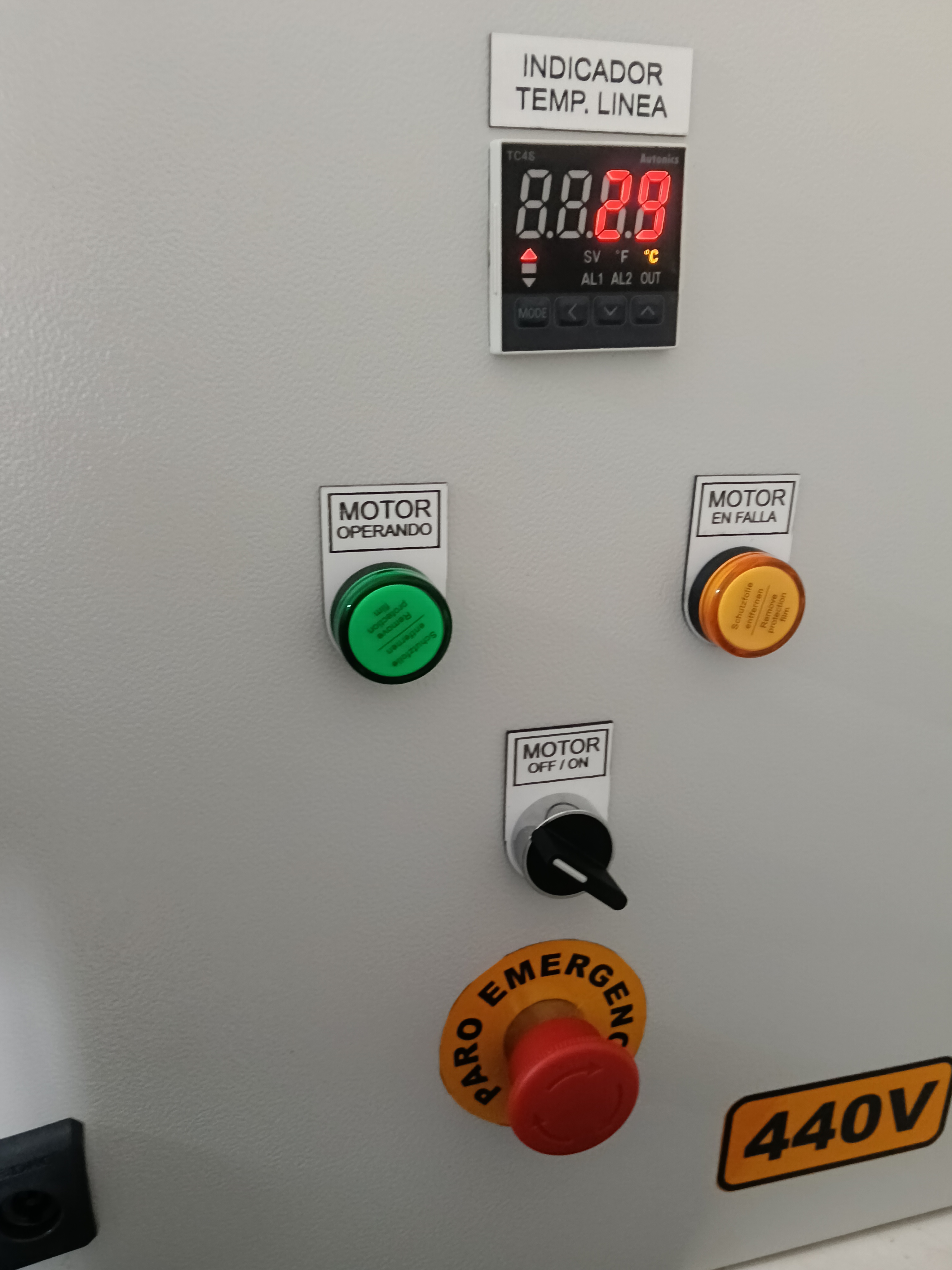 Tablero de control — sala SCADA asociada